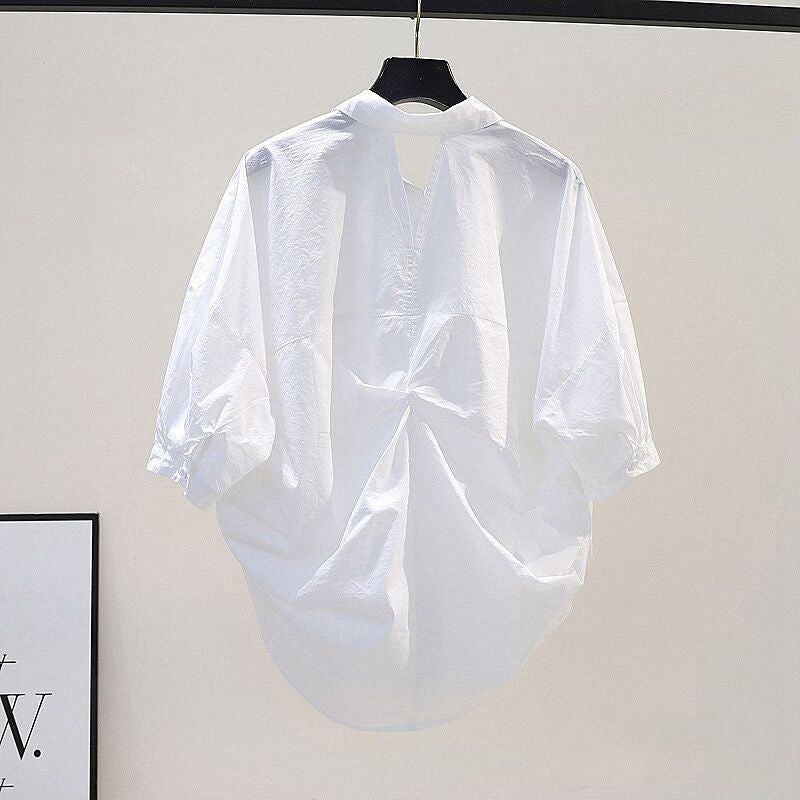 Women's Summer Pleated Loose-Fit Shirt - Niche Design, Age-Reducing Charm