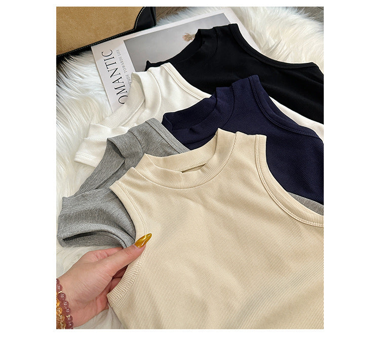 Women's Milky White Sports Camisole - Spring & Summer Sleeveless Innerwear/Outerwear Top