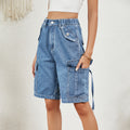 Women's Summer Washed Denim Workwear Shorts - Personalized Utility Street Style
