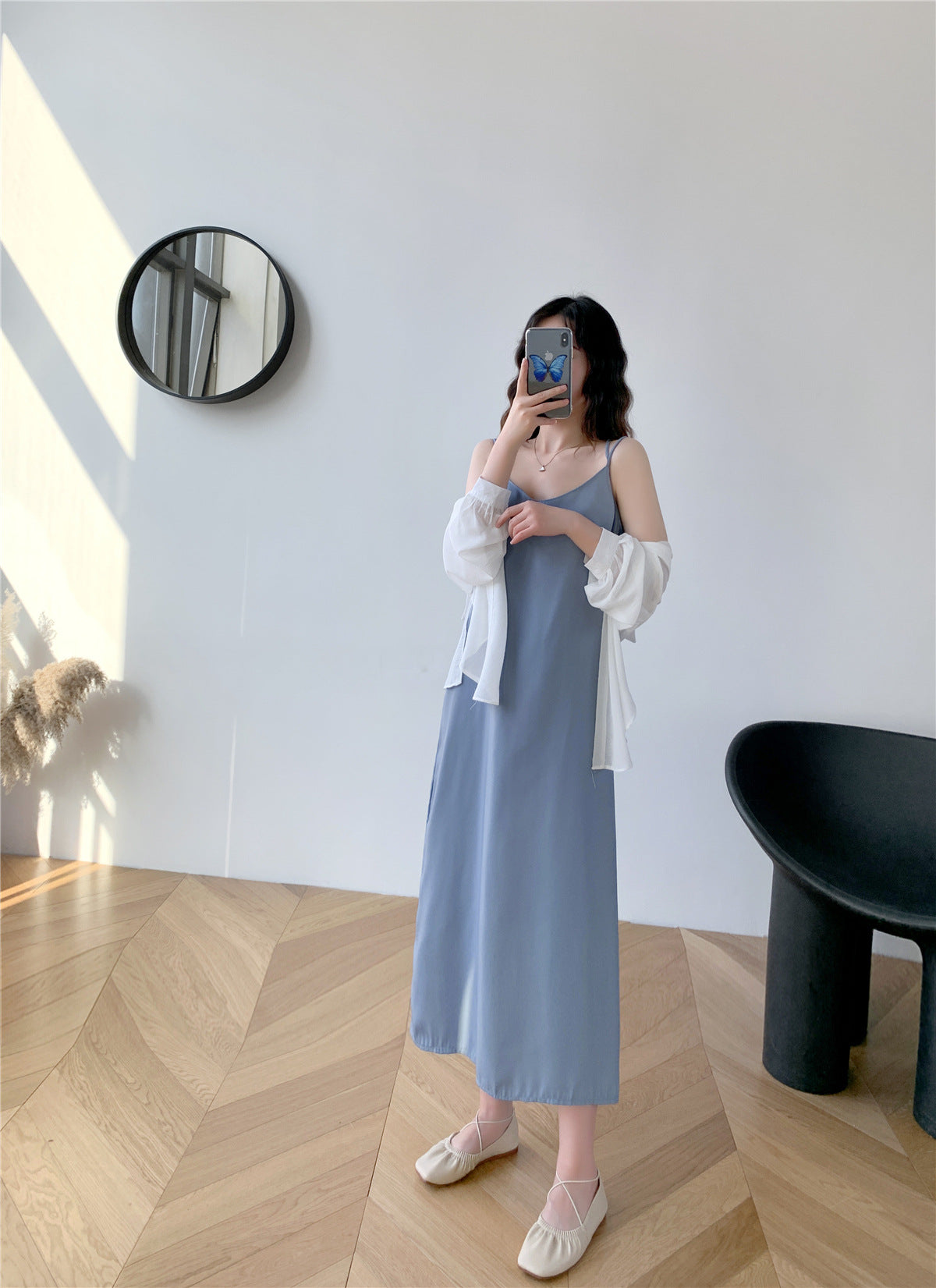 2025 Summer Trend - Women's Black Suspender Chiffon Layered Skirt Dress