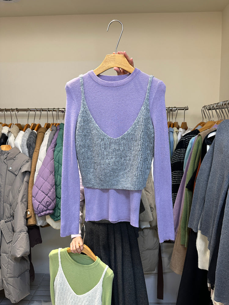 Spring New Slim Short Knitted Suspender Top - Simple, Versatile, and Stylish