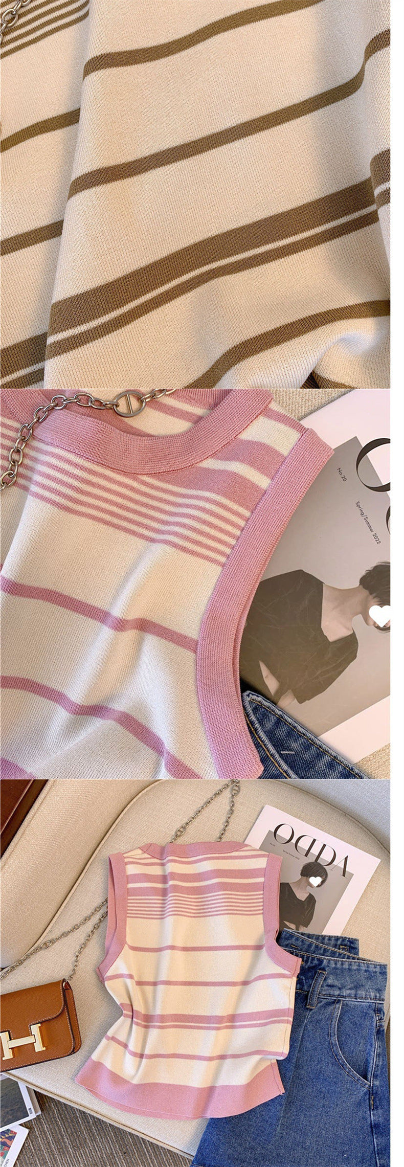 Sweet Hottie Striped Sleeveless Sweater - Summer Chic Casual Top for Women
