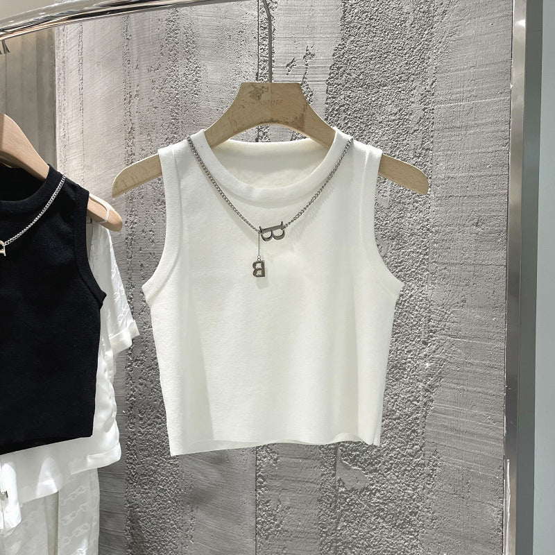 Summer Slim Fit Striped Crop Vest - High Waist Sleeveless Top for Women
