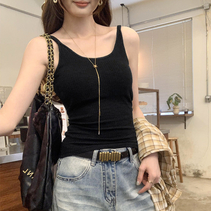 Women's Niche White Double-Strap Sling Top - Tight Sleeveless Summer Vest for Inner & Outerwear