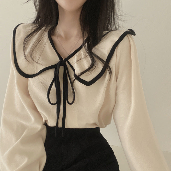 Chic Lace-Up Lapel Shirt - Loose Slim-Fit Spring Top for Women