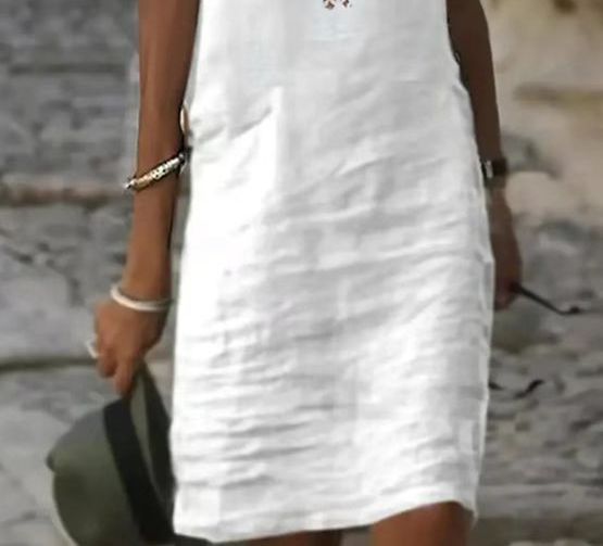 Women's Summer Solid Color Cut-Out V-Neck Short Sleeve Casual Dress