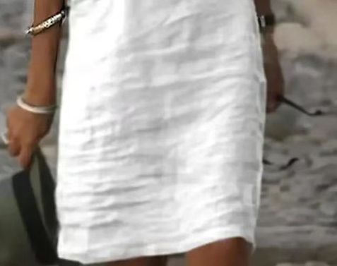 Women's Summer Solid Color Cut-Out V-Neck Short Sleeve Casual Dress