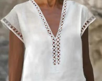 Women's Summer Solid Color Cut-Out V-Neck Short Sleeve Casual Dress