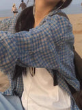 Summer Blue Plaid Shirt - Lightweight, Loose & Laid-Back