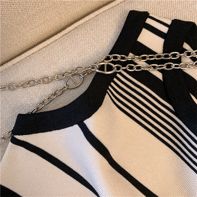 Sweet Hottie Striped Sleeveless Sweater - Summer Chic Casual Top for Women