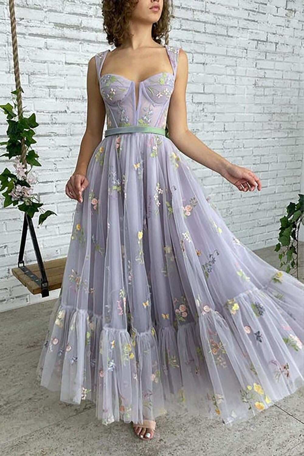2025 Mesh Evening Dress – Spaghetti Strap Suspender Prom & Party Gown for Women