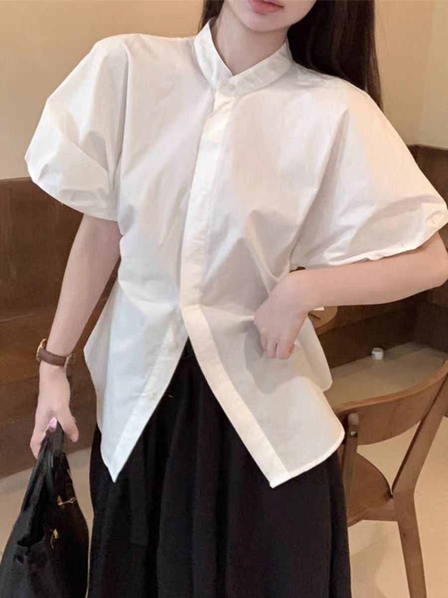Women's Bubble Short-Sleeved Shirt - Playful & Stylish Puff Sleeve Top
