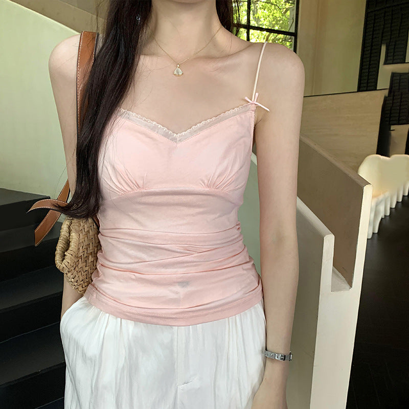 Sweet & Spicy Lace Bow Cotton Sling - Beautiful Summer Sleeveless Innerwear for Women
