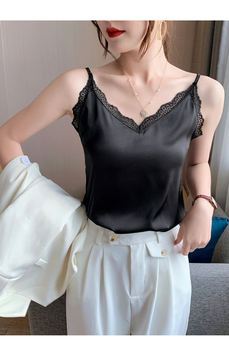 Elegant Lace Camisole Vest for Women - Soft Stretchy Real Shot Cami Top