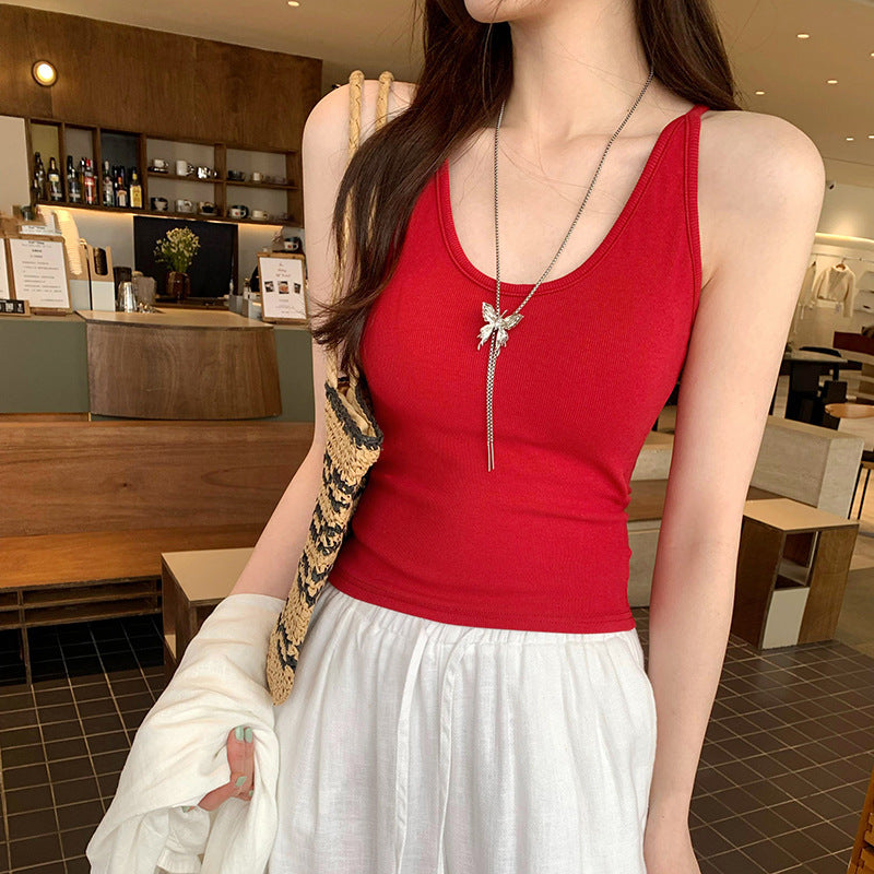 Women's White Sleeveless Beach Camisole - Summer Inner Base Layer & Outerwear