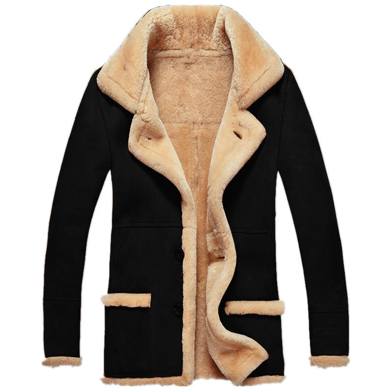 Men’s Thickened Faux Fur Integrated Winter Coat