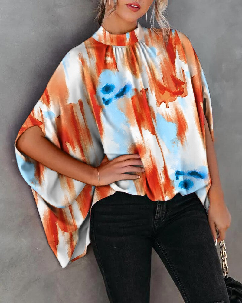 Women's Loose Batwing Sleeve Top - Casual Round Neck Fashion Shirt