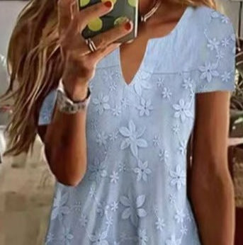 Women's Elegant Solid Color V-Neck Short Sleeve Dress