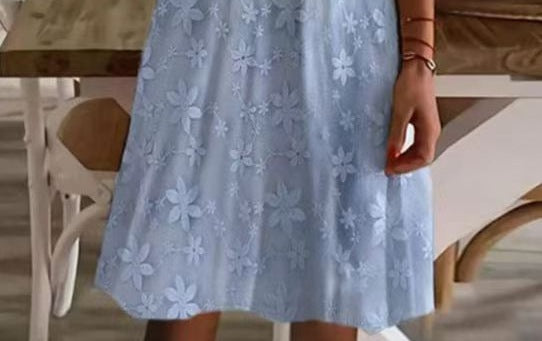 Women's Elegant Solid Color V-Neck Short Sleeve Dress