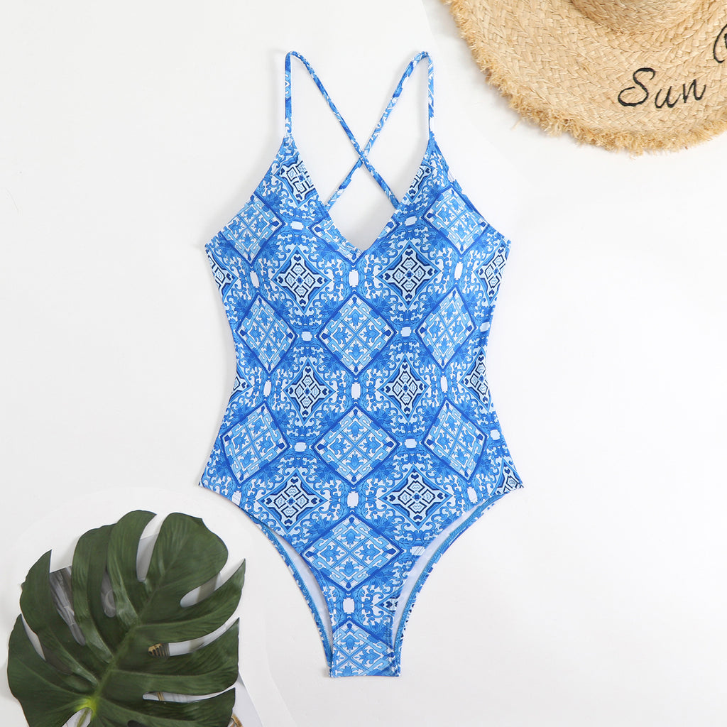 Women's One-Piece Swimsuit - Digital Print Slim Fit Swimwear for Beach & Pool