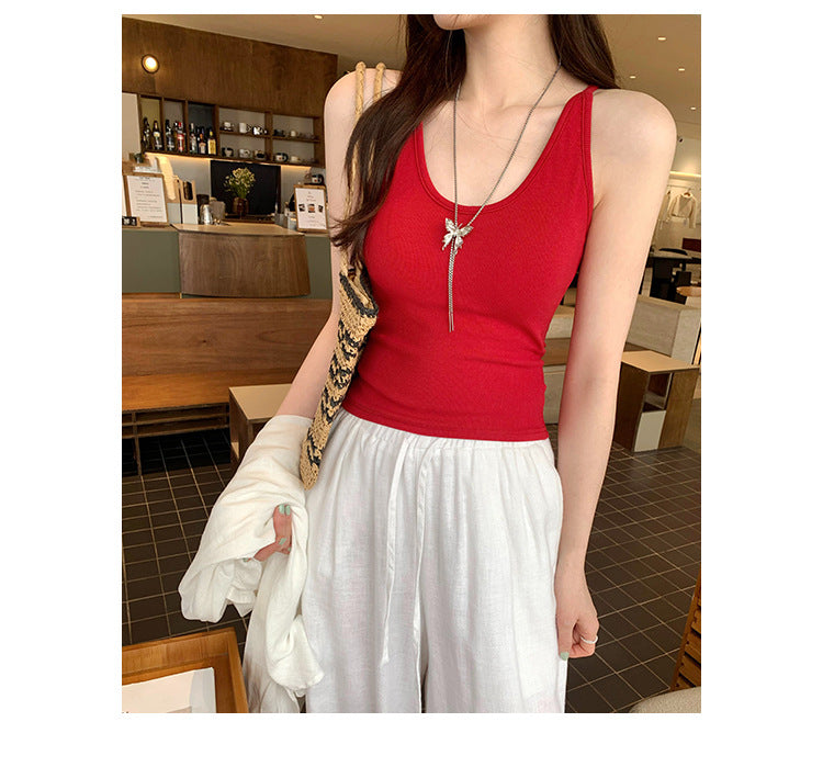 Women's White Sleeveless Beach Camisole - Summer Inner Base Layer & Outerwear