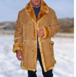 Men’s Long Leather Fur Coat