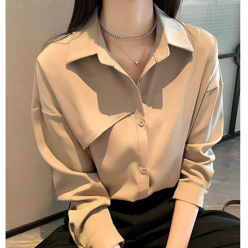 French-Inspired Layered Base Shirt - Loose Fit Temperament Top for Women