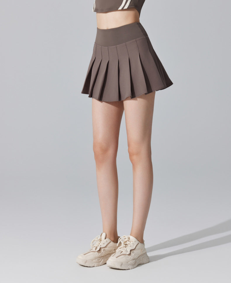 Women's Yoga Running Skirt - Pleated Sports Skirt, Quick-Dry, Anti-Light, Fake Two-Piece Design