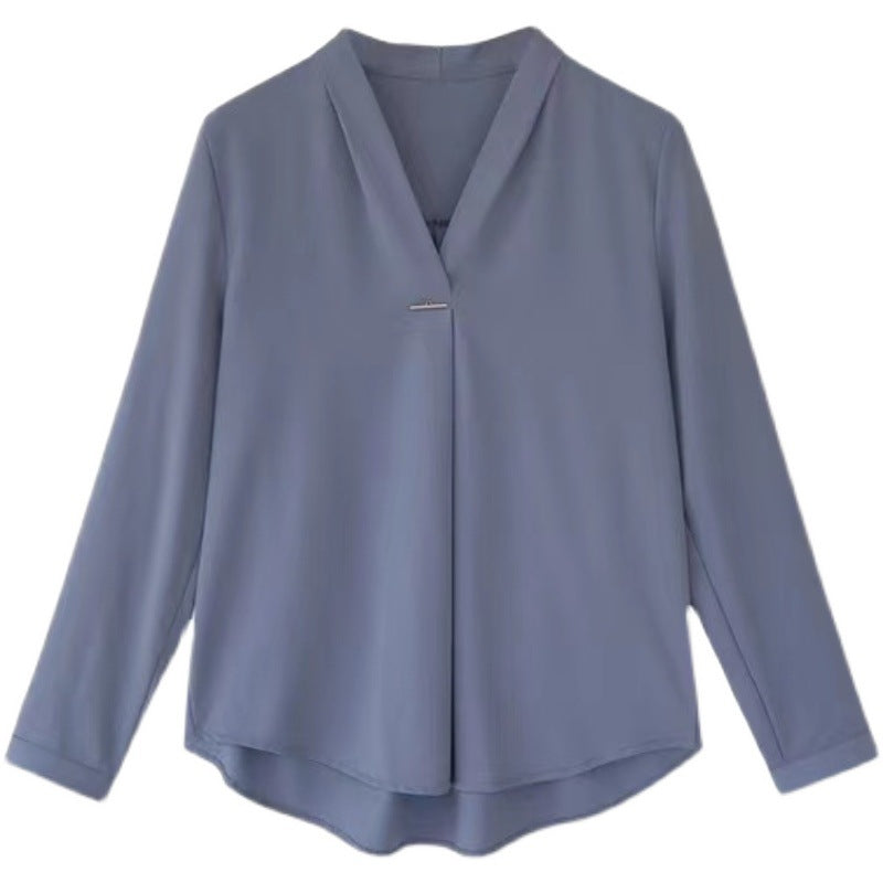 Women's V-Neck Long-Sleeved Top - Casual, Comfortable, and Effortlessly Chic