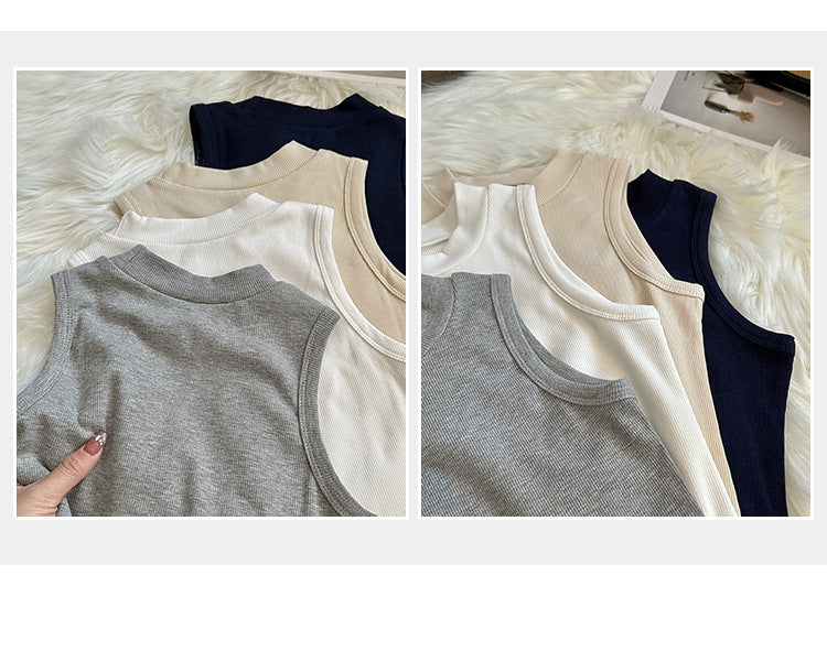 Women's Milky White Sports Camisole - Spring & Summer Sleeveless Innerwear/Outerwear Top