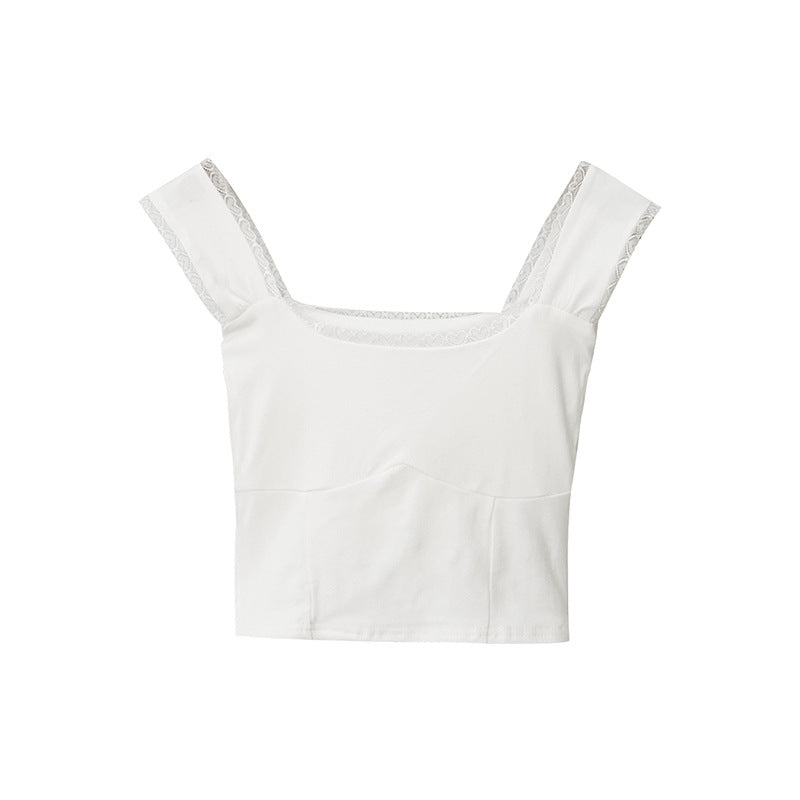 Women's Pure Desire White Lace Sleeveless Vest - Summer Trend Top