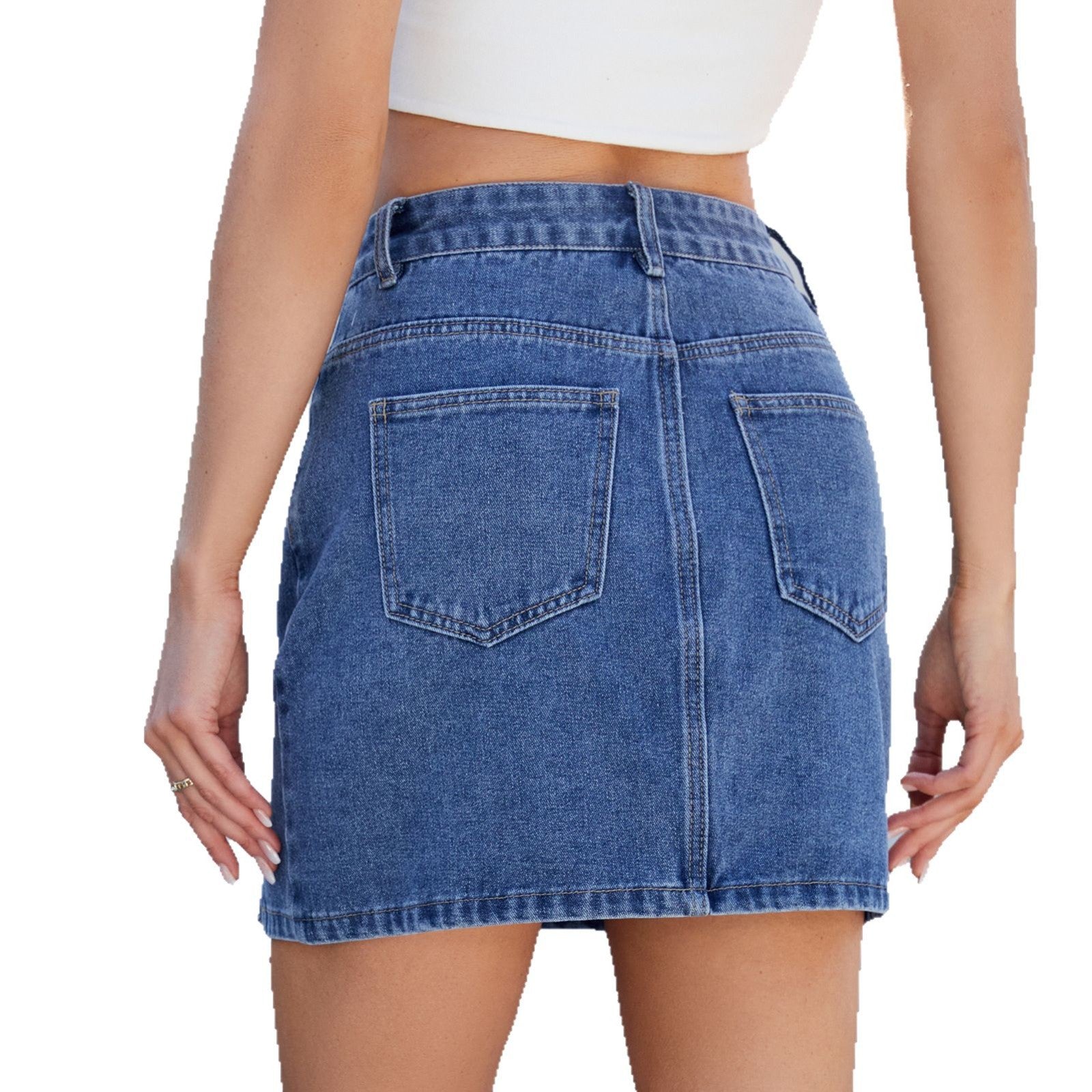 Women's Washed Denim Hip Skirt - New Fashion Split Short Skirt