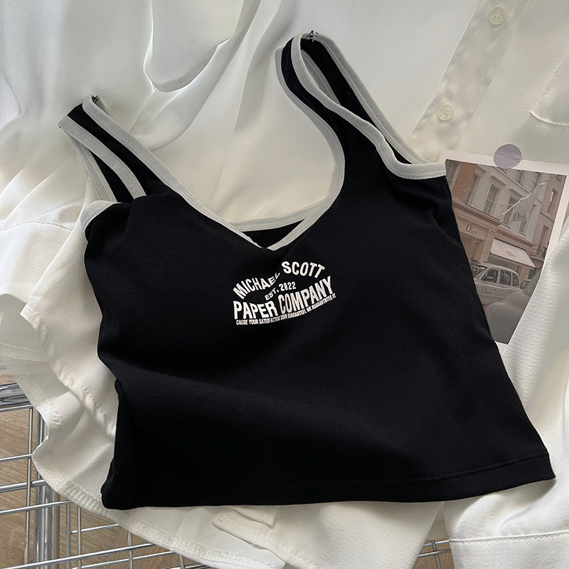 Short Sleeveless Padded Camisole - Tight Summer Top for Women