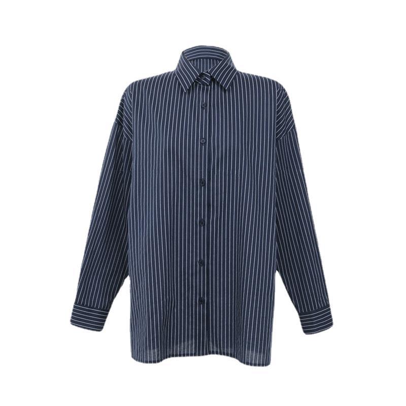 Simple Versatile Striped Shirt - Loose Fit, Long Sleeves, Shirt Collar | 2024 Spring & Autumn Style