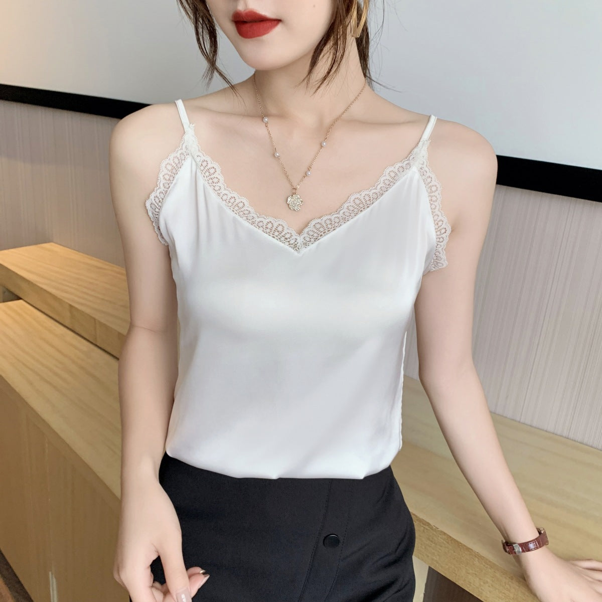 Elegant Lace Camisole Vest for Women - Soft Stretchy Real Shot Cami Top