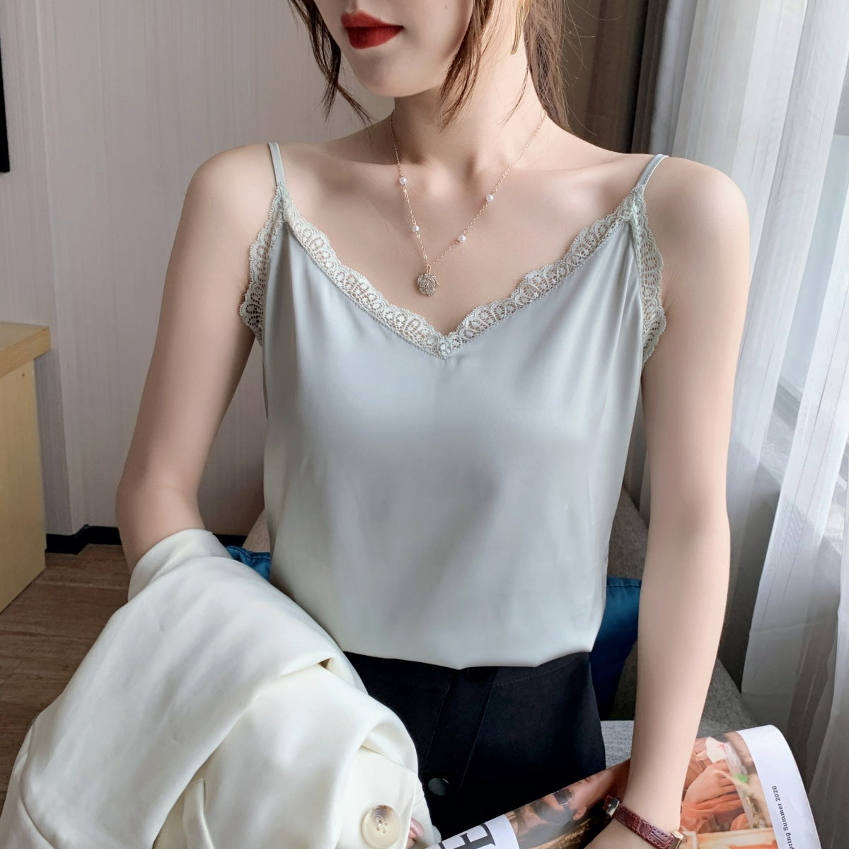 Elegant Lace Camisole Vest for Women - Soft Stretchy Real Shot Cami Top
