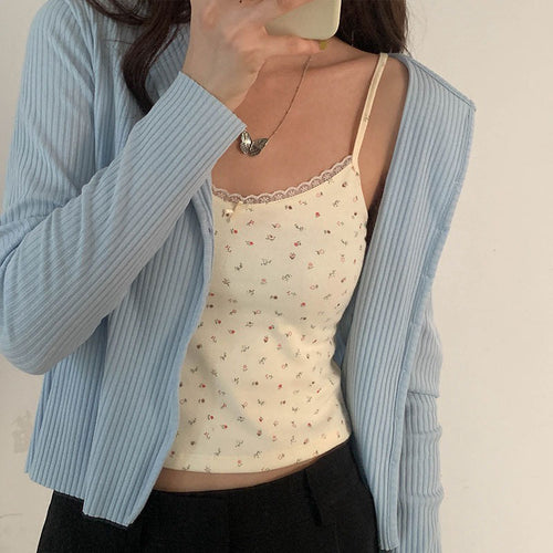 Celebrity-Style Floral Lace Camisole - Beautiful Back Layered Hot Girl Vest