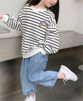 Girls’ Soft Stretch Striped Long-Sleeve Top