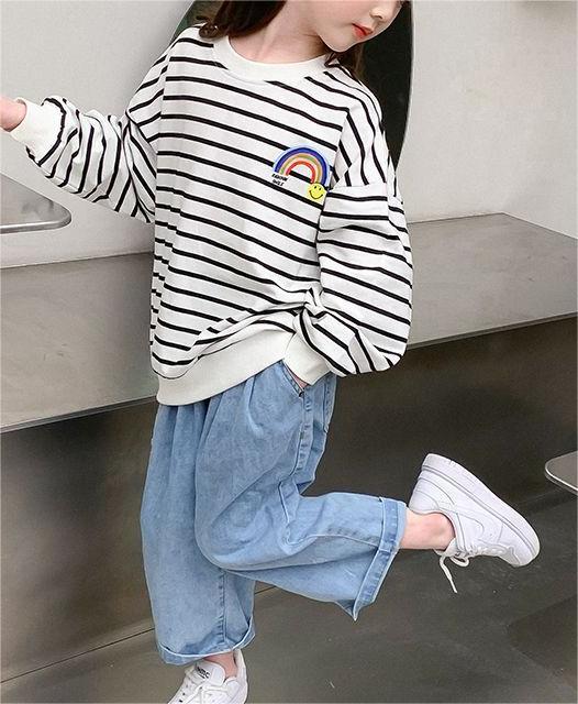 Girls’ Soft Stretch Striped Long-Sleeve Top
