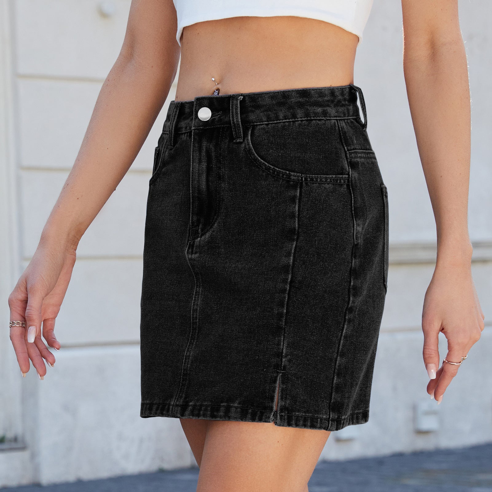 Women's Washed Denim Hip Skirt - New Fashion Split Short Skirt