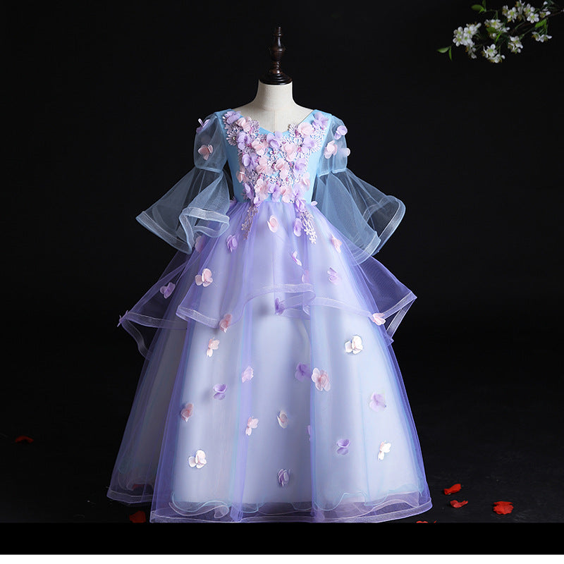 Girls' Faux Fur Floral Dress (3)