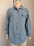 Women's Light Wash Slim Fit Denim Shirt - Long Sleeve Lightweight Casual Top | Cross-Border Fashion