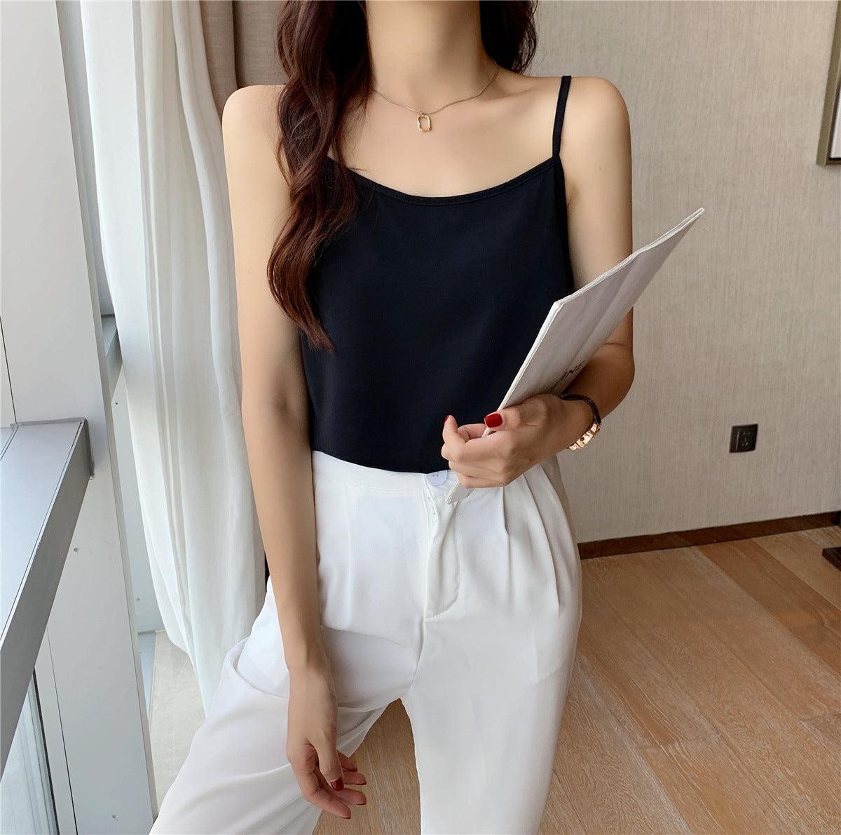 2025 Summer Women's Small Camisole Vest with Base & Suit-Style Outerwear - White | New Style