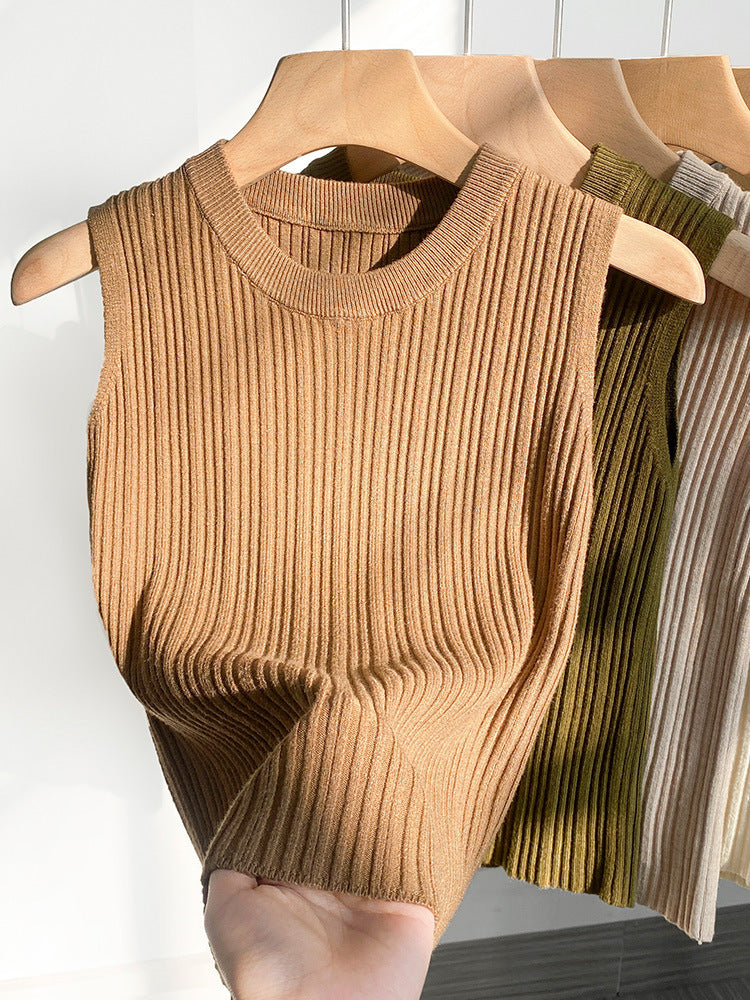 Pure Desire I-Shaped Ribbed Knit Camisole - Women's Sleeveless Spring/Summer
