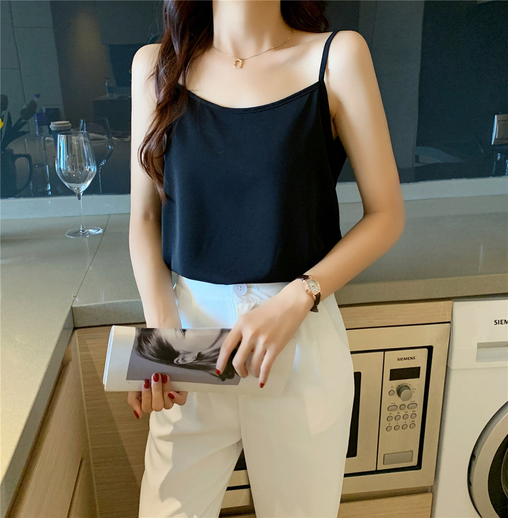 2025 Summer Women's Small Camisole Vest with Base & Suit-Style Outerwear - White | New Style