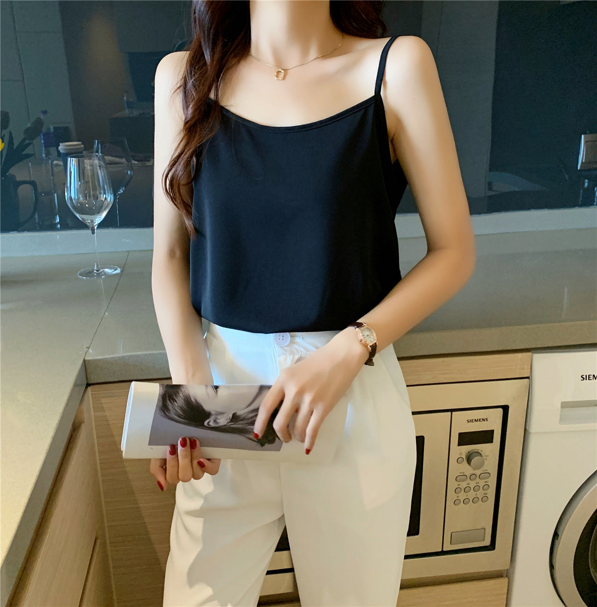 2025 Summer Women's Small Camisole Vest with Base & Suit-Style Outerwear - White | New Style