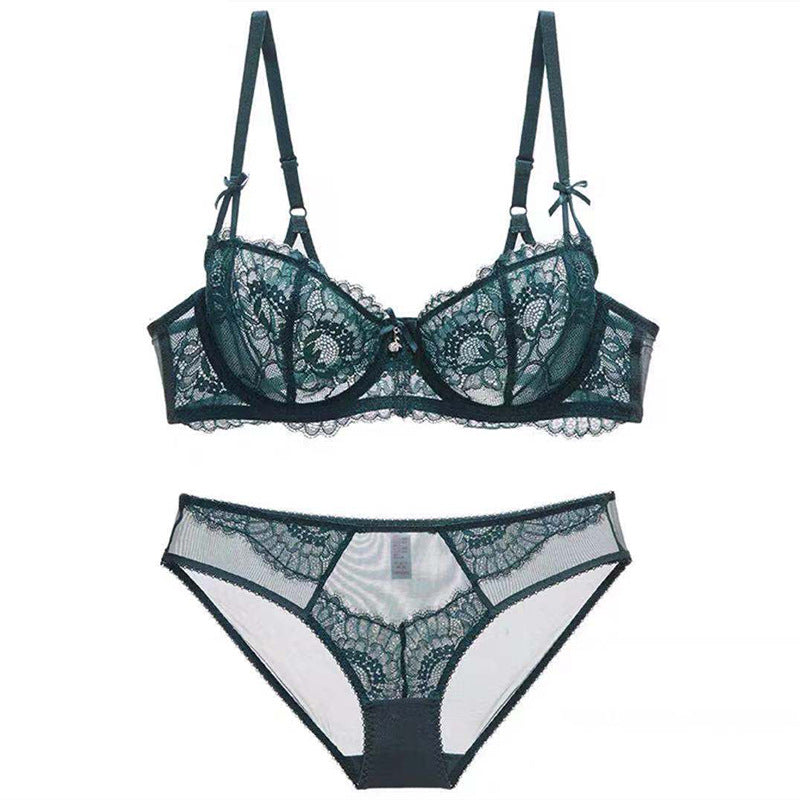 women's thin bra big breasts show small beautiful back bra set