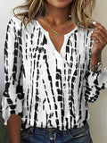 Casual V Neck Bell Sleeve Loose T Shirt