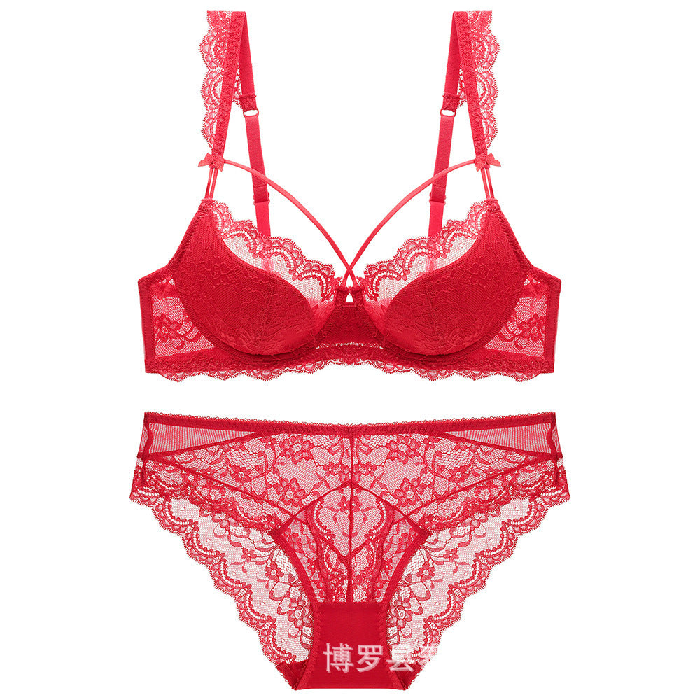 Women lace beautiful breasts thin women's  underwire push-up bra