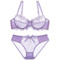 Women Summer Bra Transparent Lace Bra Set Bow Ultra-Thin Breathable Large Size Underwear